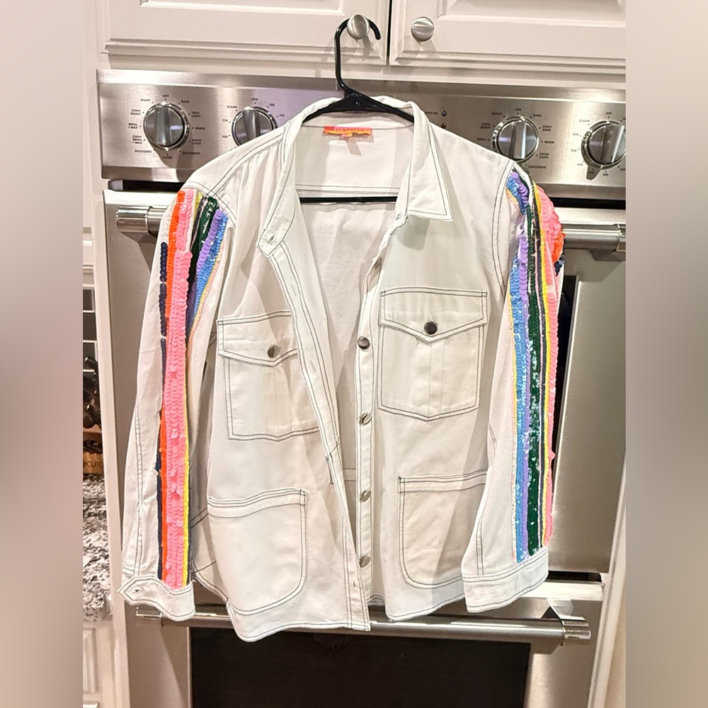 NEW VILAGALLO sequin jacket in white - Picture 3 of 8